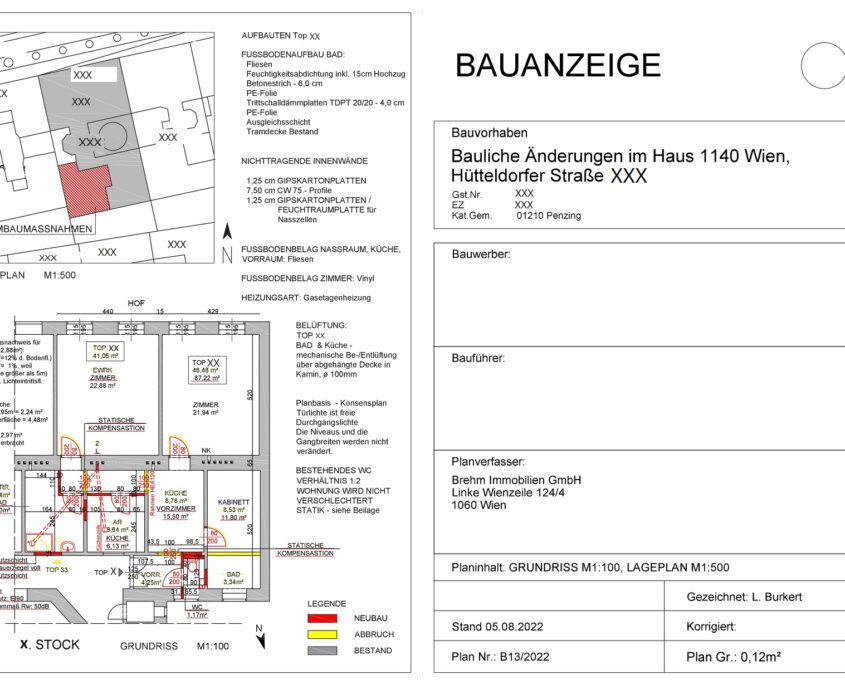 Bauanzeige Wien - Brehm Immobilien Wien